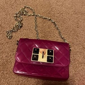 Steve Madden vintage pink plastic rubber cross body purse